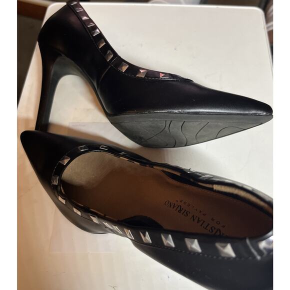 Stiletto Studded 4" Heels 9 Pointed Toe Black Rockstud Christian Siriano Habit - Picture 13 of 13